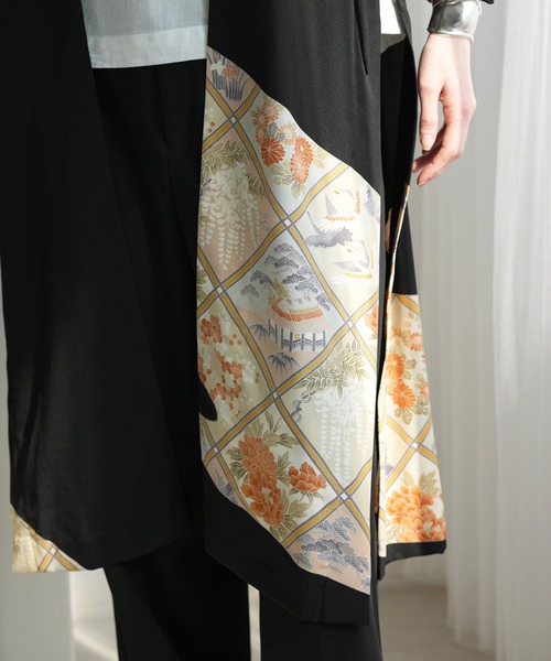 ベスト ジレ 着物リメイク maison utatane ジレ 黒暁の舞 レディースの画像