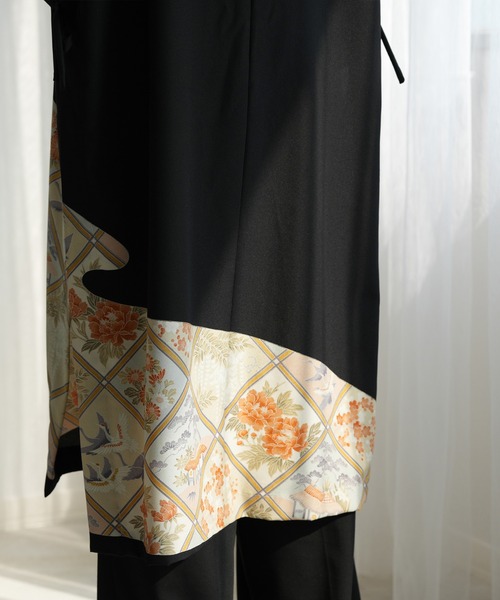 ベスト ジレ 着物リメイク maison utatane ジレ 黒暁の舞 レディースの画像