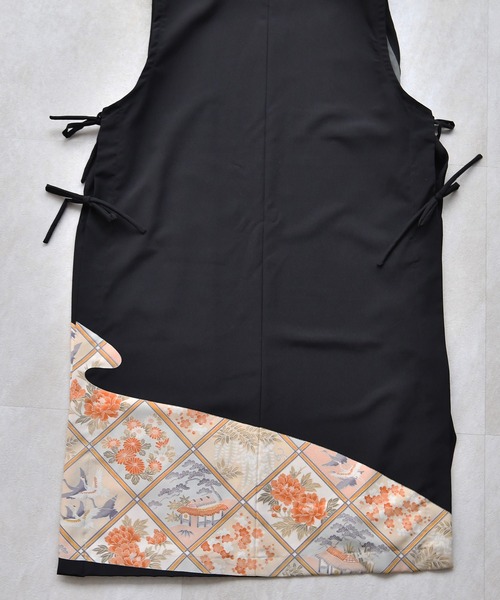ベスト ジレ 着物リメイク maison utatane ジレ 黒暁の舞 レディースの画像