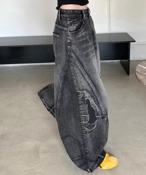 ATMARK ジーンズ 「3サイズ展開 / UNISEX 」ZOZO限定 ダメージ加工