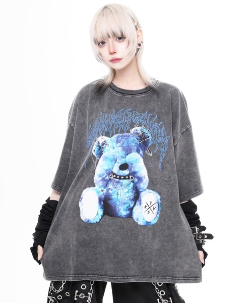 『TRAVAS TOKYO/トラバス トーキョー』ピアス付きくまプリントTシャツ TRAVAS TOKYO（トラバストーキョー） tシャツ 半袖 「TRAVAS TOKYO