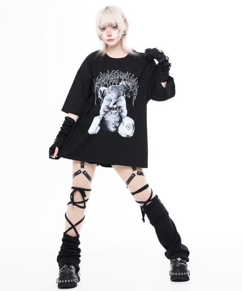 『TRAVAS TOKYO/トラバス トーキョー』ピアス付きくまプリントTシャツ TRAVAS TOKYO（トラバストーキョー） tシャツ 半袖 「TRAVAS TOKYO