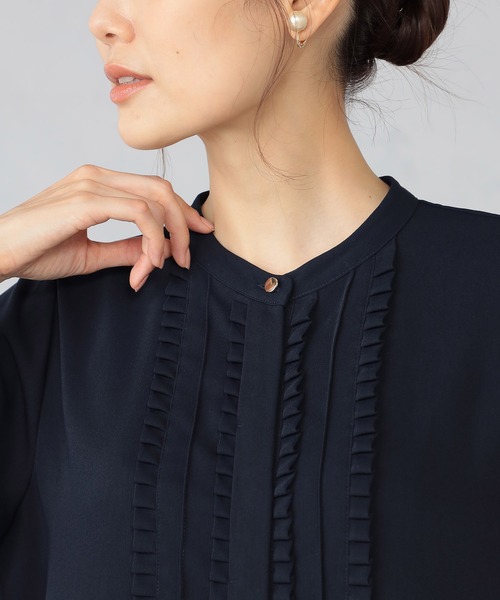 「GALLORIA」 長袖ブラウス M ネイビー レディース_画像9