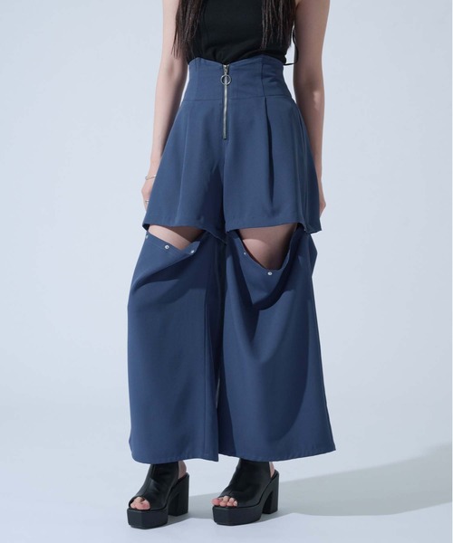 ワイドパンツ パンツ マルチWAYコルセットパンツ レディースの画像
