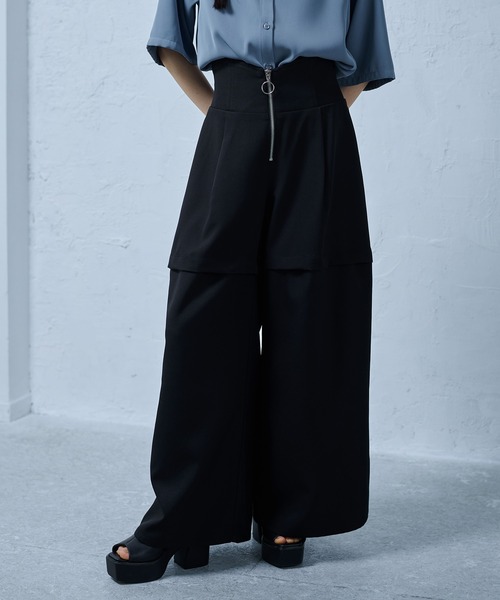ワイドパンツ パンツ マルチWAYコルセットパンツ レディースの画像