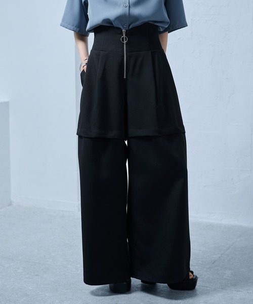 ワイドパンツ パンツ マルチWAYコルセットパンツ レディースの画像