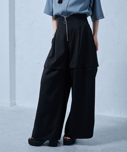 ワイドパンツ パンツ マルチWAYコルセットパンツ レディースの画像