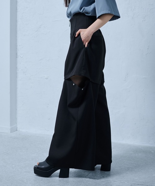 ワイドパンツ パンツ マルチWAYコルセットパンツ レディースの画像
