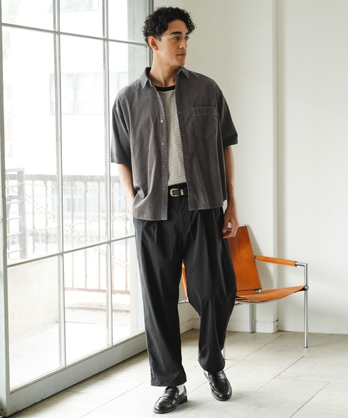 BAYFLOW（ベイフロー） シャツ 半袖 サマーコーデュロイシャツ メンズ