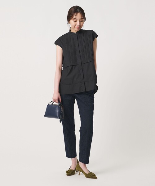 ユナイテッドアローズ シルキーピンタック ショートスリーブ ブラウス ブラック UNITED ARROWS（ユナイテッドアローズ） ブラウス シャツ シルキー