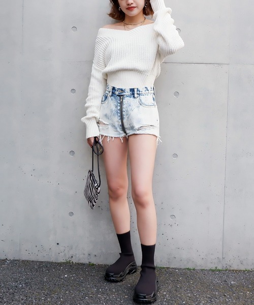 「SPIRALGIRL」 デニムショートパンツ M ブラック レディース_画像8