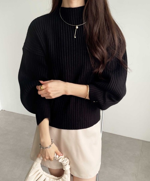 GeeRA（ジーラ） ニット セーター 袖ボタンボトルネックリブニット