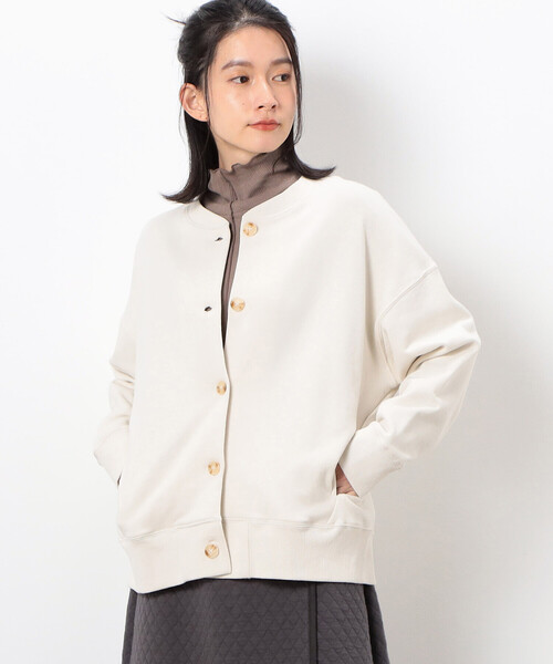 カーディガン 裏毛オーバーサイズクルーネックカーディガン レディース