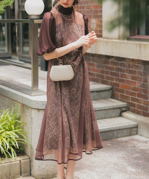 新品　ドリードール　フラワーレースパフスリーブドレス　オケージョン　マーメイド Dorry Doll ドリードール フラワーレースパフスリーブドレス