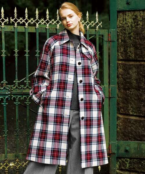 DRESSTERIOR グレンチェック ステンカラーコート DRESSTERIOR グレンチェック ステンカラーコート
