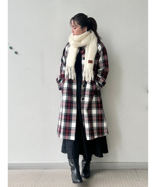 DRESSTERIOR グレンチェック ステンカラーコート DRESSTERIOR グレンチェック ステンカラーコート