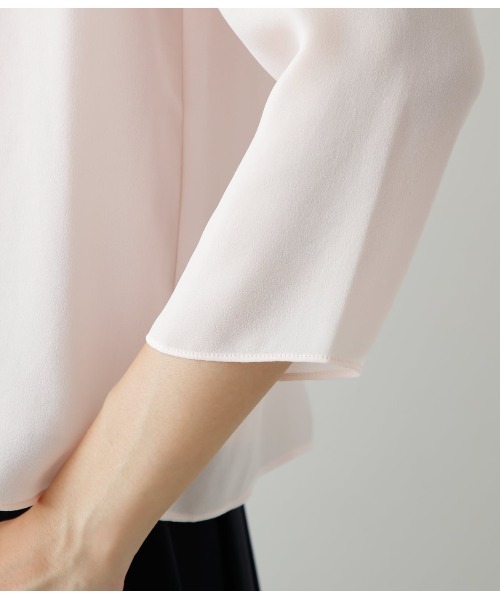 tシャツ 梨地×TR天竺 7分袖ピンタックカットソー レディース NEWYORKER tシャツ 梨地×TR天竺 7分袖ピンタックカットソー
