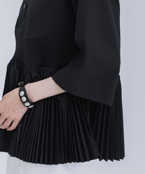 TOGA PULLA◆Taffeta Pleats S/S Shirt/長袖ブラウス/36/ポリエステル/BLK// TOGA レディース シャツ ブラウス 「TOGA PULLA/トーガプルラ