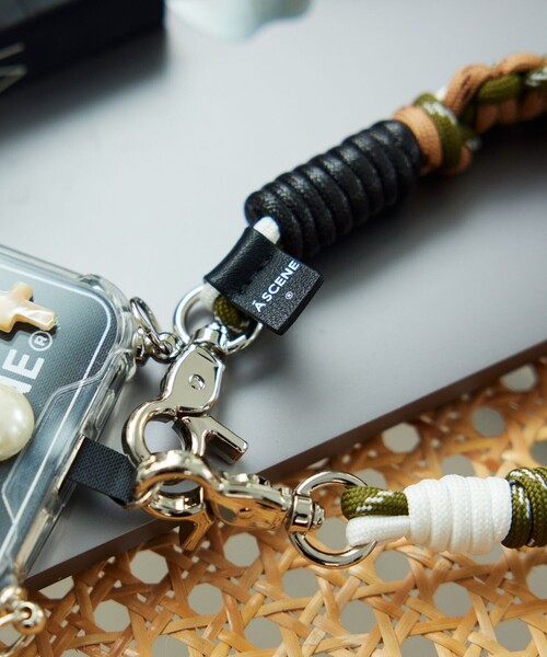 スマホアクセサリー A SCENE Design paracord strap-leather- Design_paracord_strap-leather-