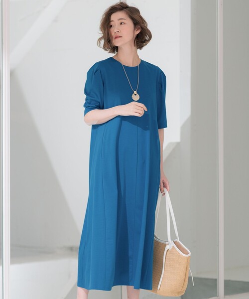 【新品タグ付き】23区 ロング ワンピース　ALBINIコーコランタックスリーブ 23区 ワンピース 「洗える」ALBINIコーコラン タックスリーブ