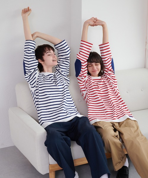 ONCILY（オンシェリー） tシャツ PANEL BORDER BASQUE SHIRT / パネル