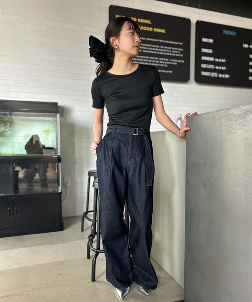 Kotoe tシャツ カラー ミニT リブ タイトトップス レディース