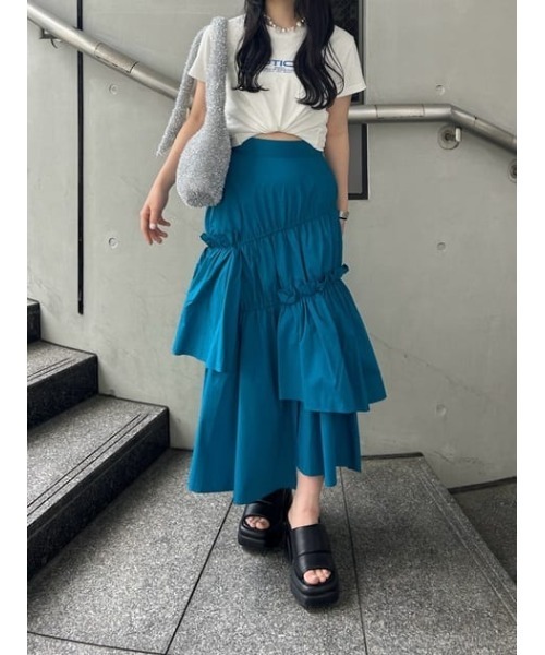 SLY（スライ） ロング スカート 夏 ASYMMETRY FRILL SK アシンメトリー