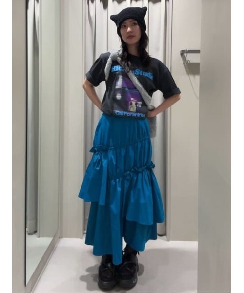 レア SLY アシンメトリー シルク エスニック スパンコール ロング スカート SLY（スライ） ロング スカート 夏 ASYMMETRY FRILL SK アシンメトリー