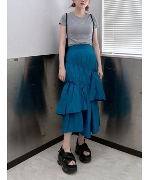 SLY（スライ） ロング スカート 夏 ASYMMETRY FRILL SK アシンメトリー