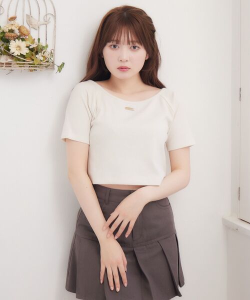 Emsexcite tシャツ プレート付きボートネックCT レディース : ZOZOTOWN