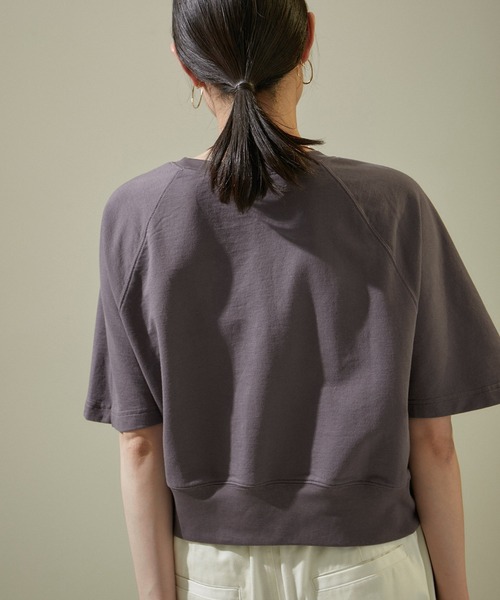 tシャツ 「WEB限定」サイドジップハーフスリーブスウェットTシャツ レディース SALON adam et rope' tシャツ 「WEB限定」サイドジップハーフ