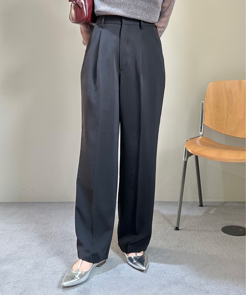 1chaku. スラックス パンツ ハイウエストスラックスパンツ