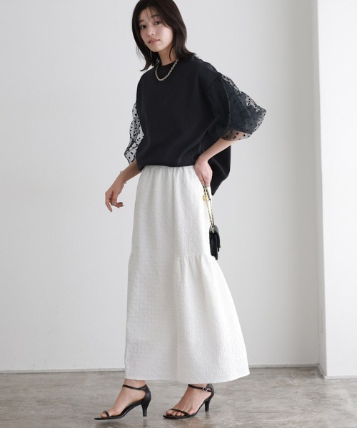 Pierrot（ピエロ） トレーナー スウェット チュールスリーブスウェット