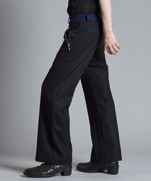 NO ID.（ノーアイディー） パンツ mp12907- ワイドレッグZIPトラウザー