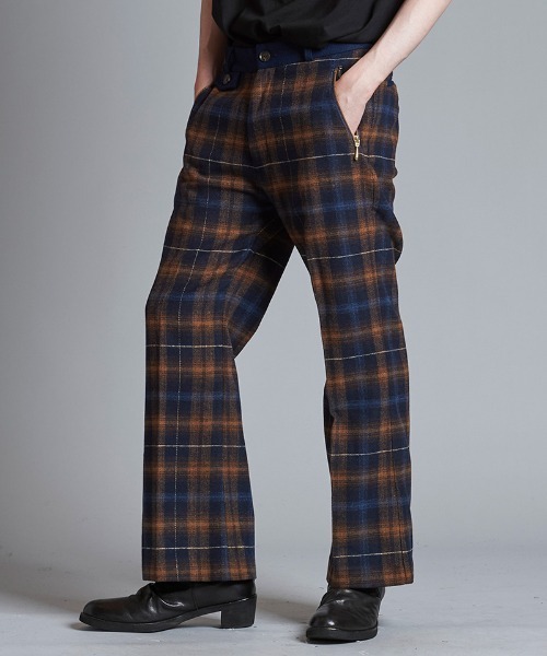 NO ID.（ノーアイディー） パンツ mp12907- ワイドレッグZIPトラウザー