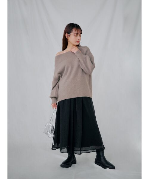 COHINA（コヒナ） スカート エンボスタックフレアスカート「低身長