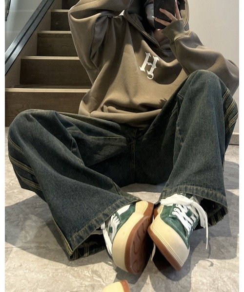 FUNdaysion ジーンズ デニム デニムパンツ 配色ラインステッチデニム