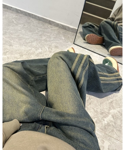 FUNdaysion ジーンズ デニム デニムパンツ 配色ラインステッチデニム