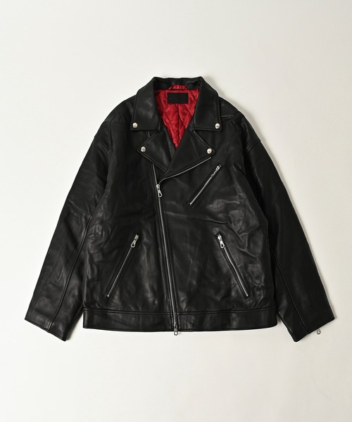 レザージャケット ライダース ADAMPATEK/leather looose double rider’s jacket/ラムレザールーズダブルライの画像