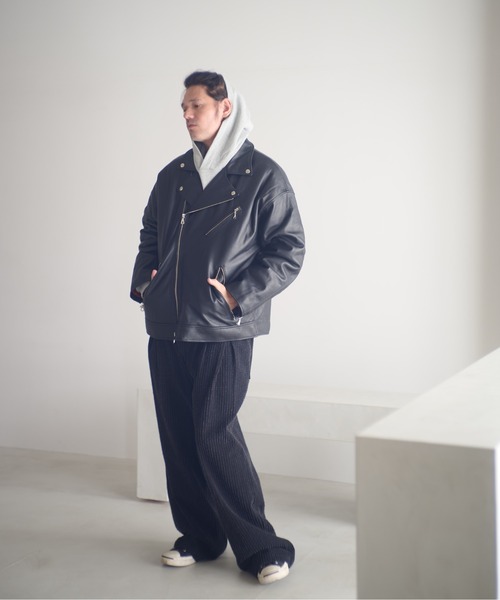 レザージャケット ライダース ADAMPATEK/leather looose double rider’s jacket/ラムレザールーズダブルライの画像