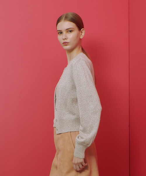 超美品✨ 23AW　ルルウィルビー ラメツイード ニット　セーター　アイボリー LOULOU WILLOUGHBY（ルルウィルビー） カーディガン 「LOULOU