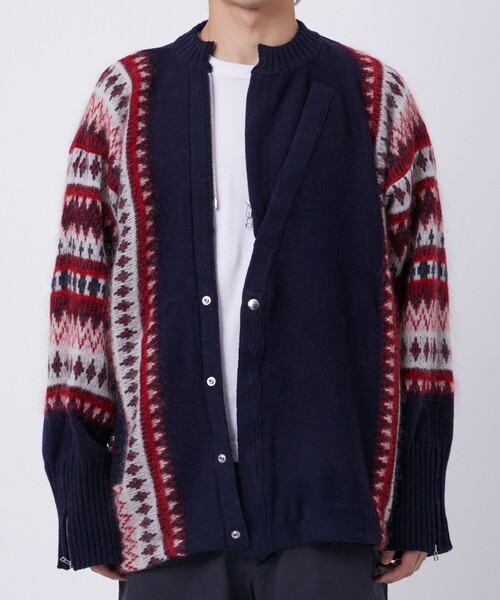 セーター ニット 「TAMME/タム」FAIR ISLE FRONT SLIT KNIT メンズの画像