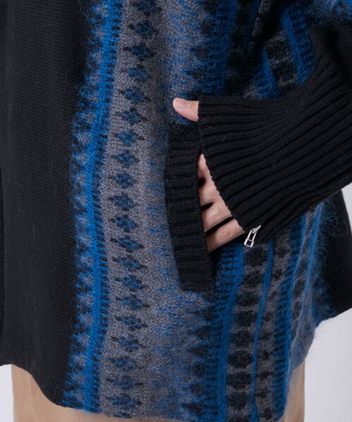 セーター ニット 「TAMME/タム」FAIR ISLE FRONT SLIT KNIT メンズの画像