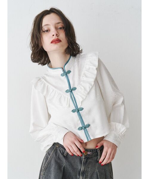 jouetie　ジュエティ　フリル　ブラウス　チャイナシャツ　&ellecy jouetie ジュエティ フリル ショート チャイナシャツ &ellecy