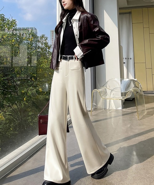 スラックス パンツ 裏起毛パンツ レディース : ZOZOTOWN Yahoo!店