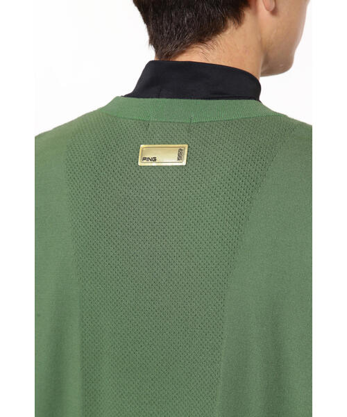 ニット セーター 「PING APPAREL」ジャガードメッシュ半添えハイネックニットプルオーバー 「GOLD」 (LADIES) レディース PING APPAREL】ジャガードメッシュ半袖ハイネックニットプル