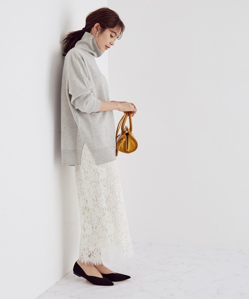 「ROPE'」 タートルネックニット 38 ライトグレー レディース_画像4