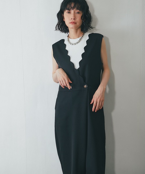 CRESCENT DUO　オーバーオール　サロペットパンツ　オールインワンパンツ サロペット オーバーオール スカラップサロペットパンツオールインワン