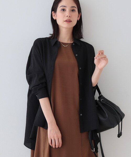 ブラウス シャツ ハンカチヘムスリーブブラウス レディース INDIVI ブラウス シャツ 春SALE！「洗える／凹凸素材