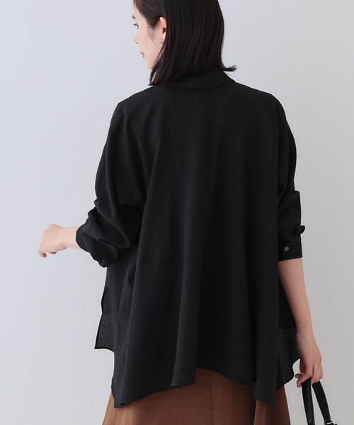 ハンカチヘムスリーブブラウス INDIVI ブラウス シャツ 春SALE！「洗える／凹凸素材